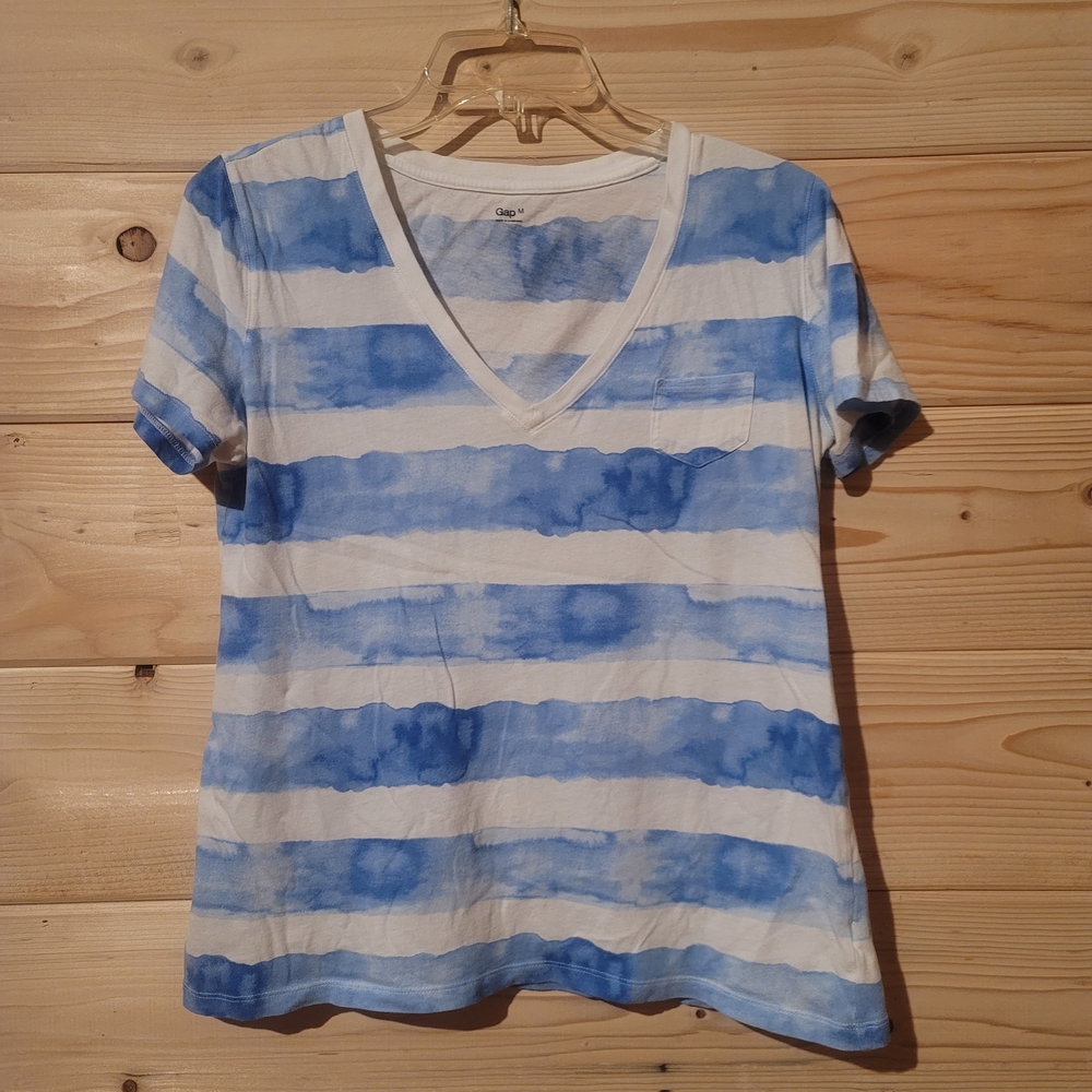 GAP Blue and White Striped Short Sleeve Tee Size M 19x23